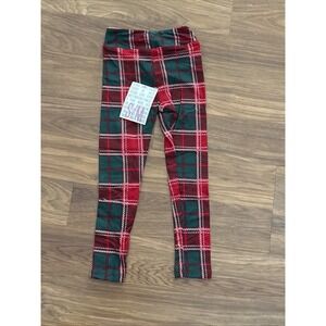NWT LulaRoe Kids Boys Girls Small/medium S/M Christmas Plaid Leggings Red/Grn